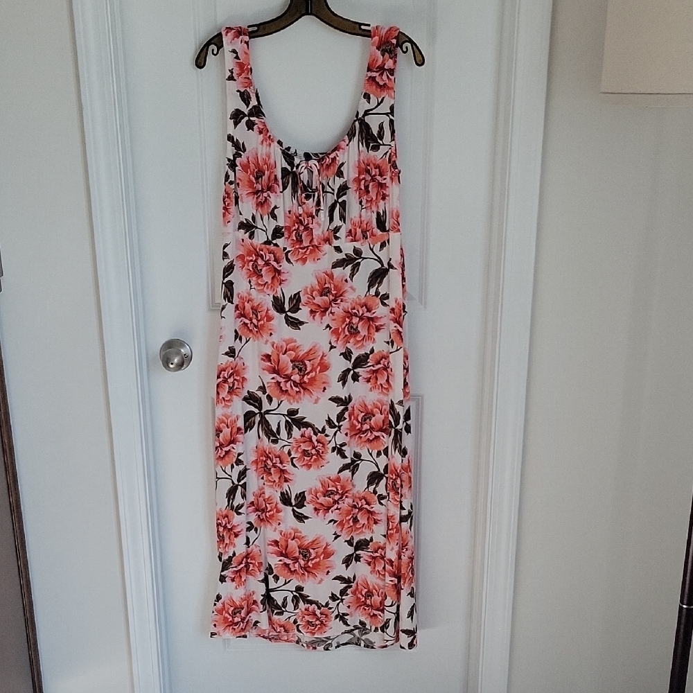 Floral Sleeveless Dress - Pink and White